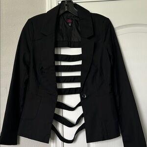 2B Bebe Black Strappy Blazer